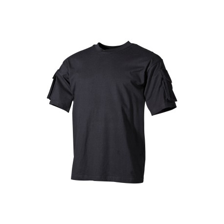 T-Shirt US, manche courtes, noir, avec poches manches
