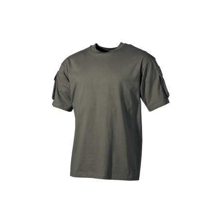 T-Shirt US, manches courtes, olive, avec poches manches