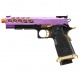 Pistolet Airsoft GBB Stryk Hi-Capa 5.1 Violet et Or Lancer Tactical avec RMR