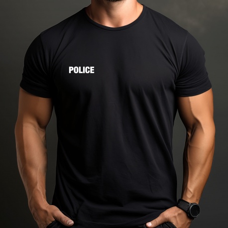 Tee-shirt noir marquage Police