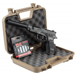 Pack airsoft Bersa Thunder 9 CO2 + mallette + 5 cartouches de CO2 + silencieux