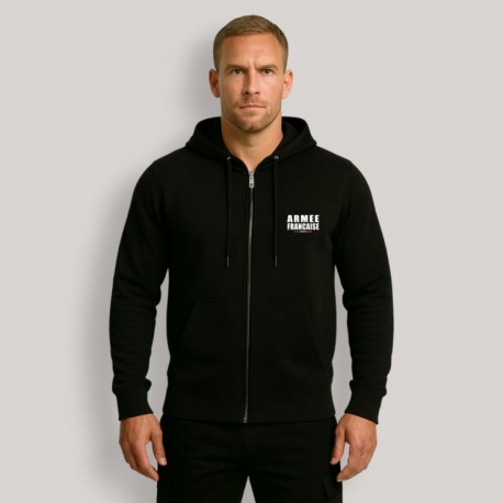 Sweat-shirt zippé Armée Française Noir