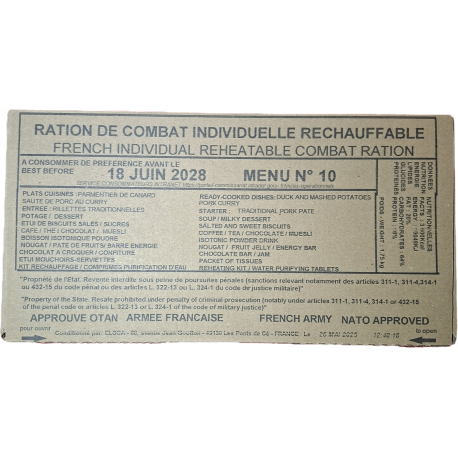 Ration de combat Armée Française - RICR - Menu : Menu Aléatoire